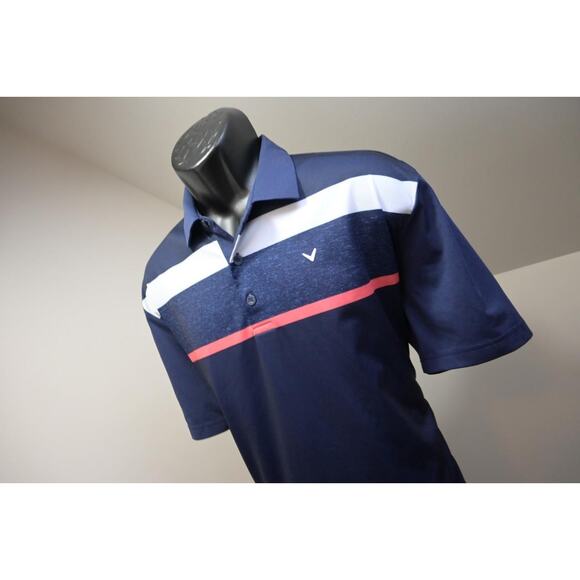 Callaway Golf Polo Opti Dri Striped Short Sleeve Athletic Shirt Mens Sz Large - Picture 1 of 8